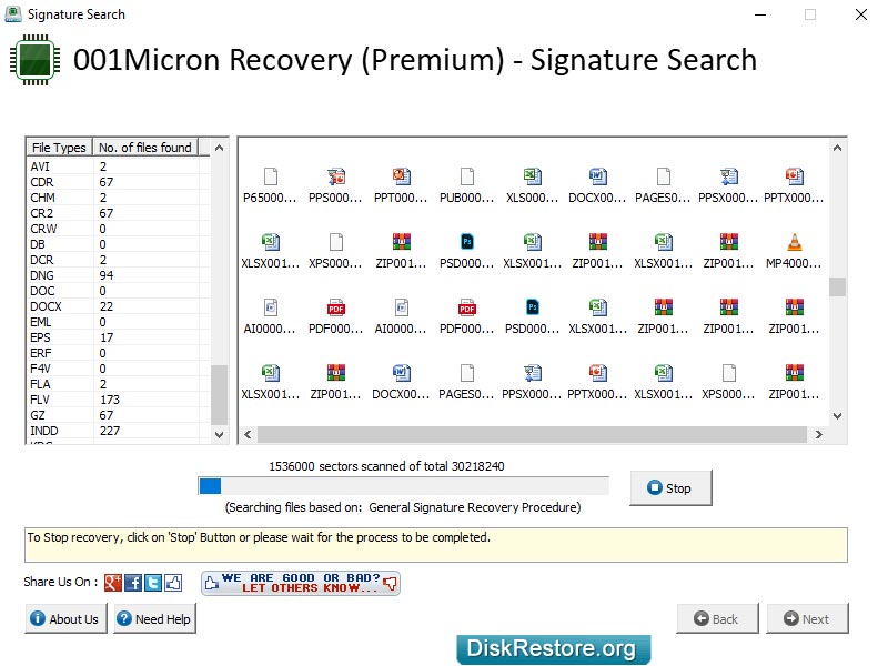 001Micron Windows Files Salvage Utility screen shot