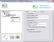 Outlook and Outlook express password recovery utility screenshot