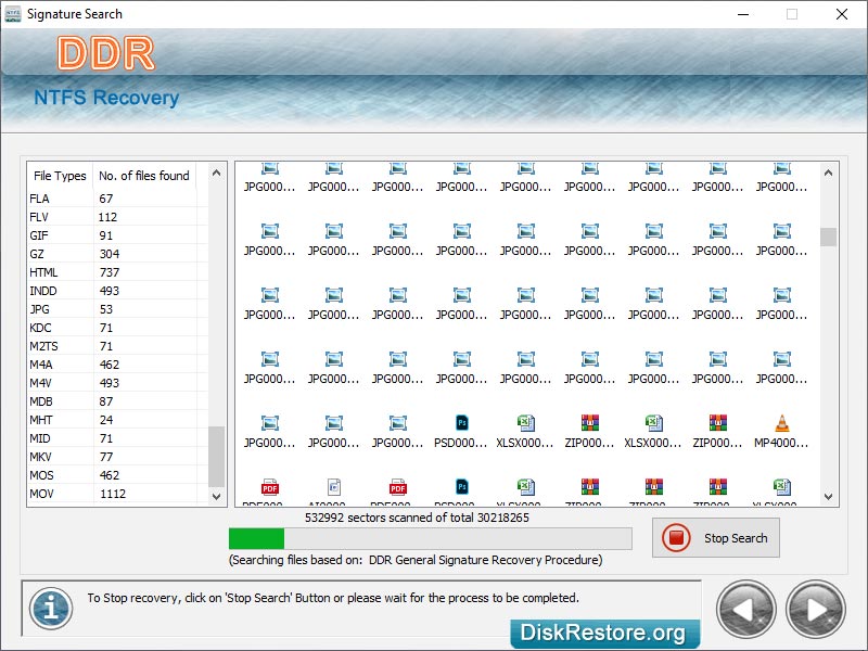 Screenshot of NTFS Partition Disk Restore