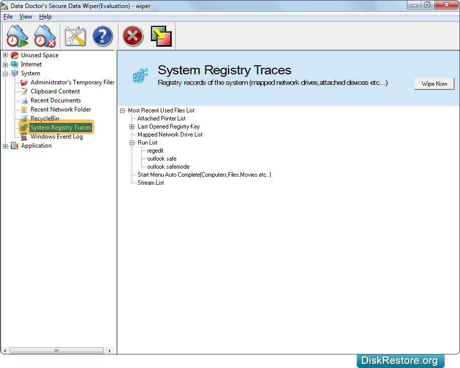 Wipe registry records of system