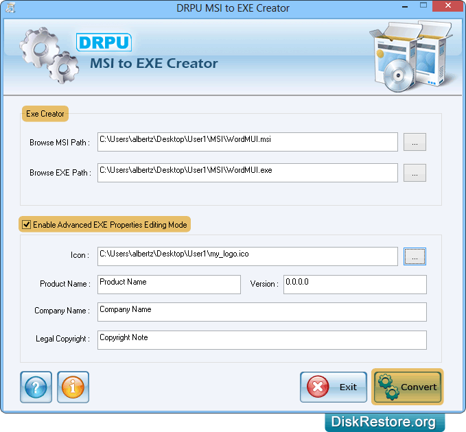 Convert MSI file to EXE file