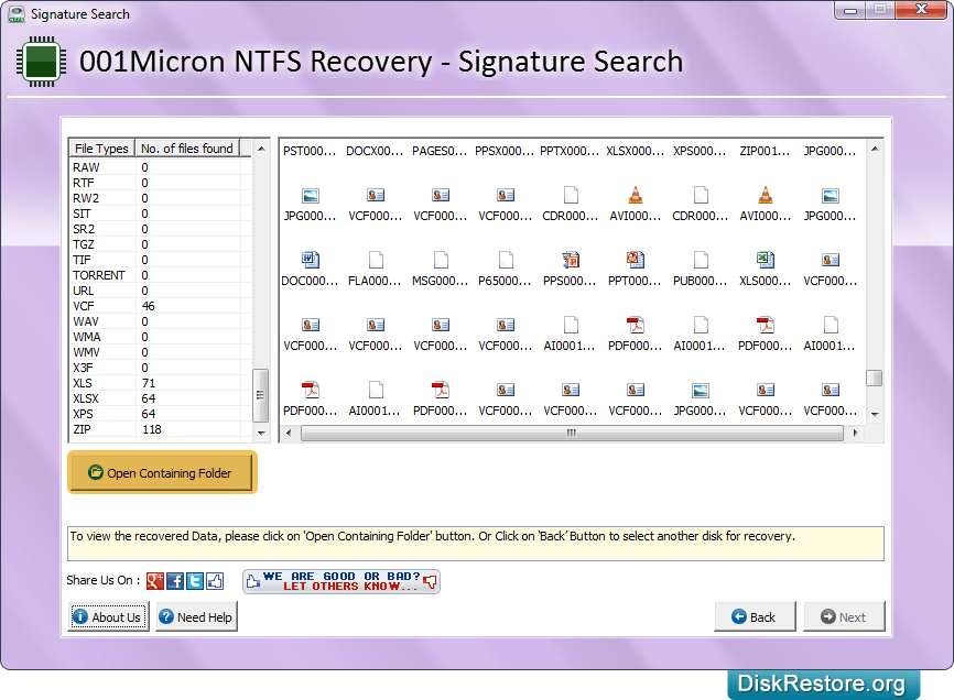 View recovered data