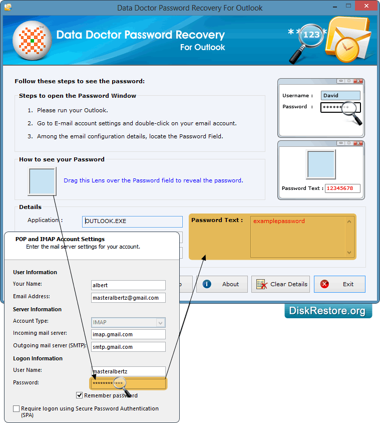 Drag lens over the password field