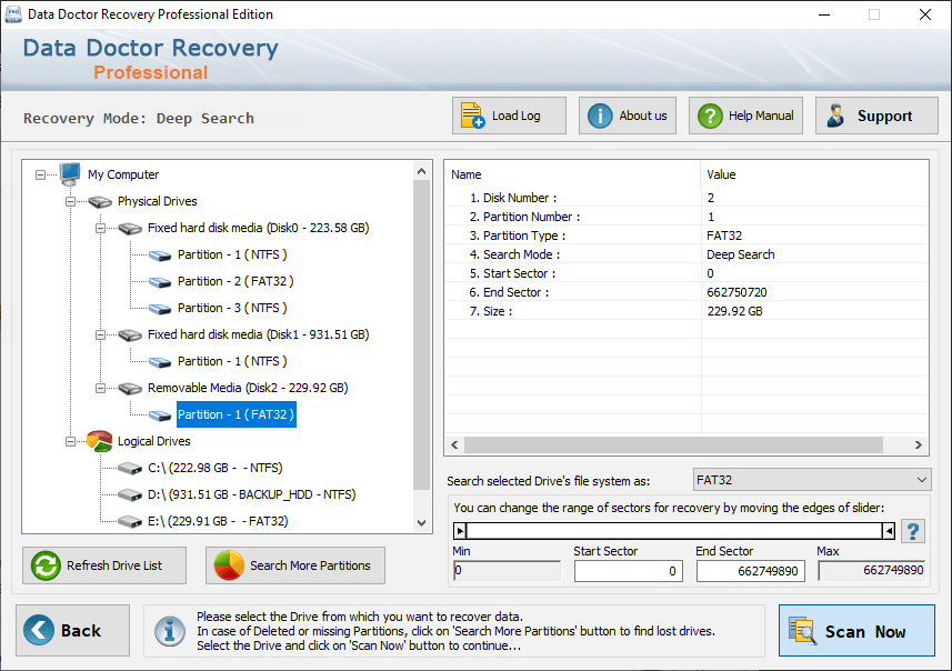 Select Left Panel Partition